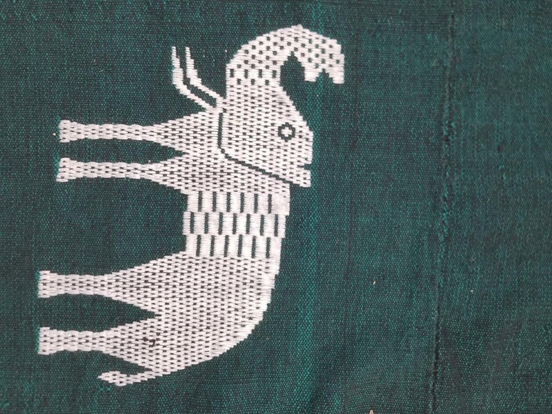 Vintage African Souvenir Tribal Animal Pattern Fringed Textile 63x44in gallery