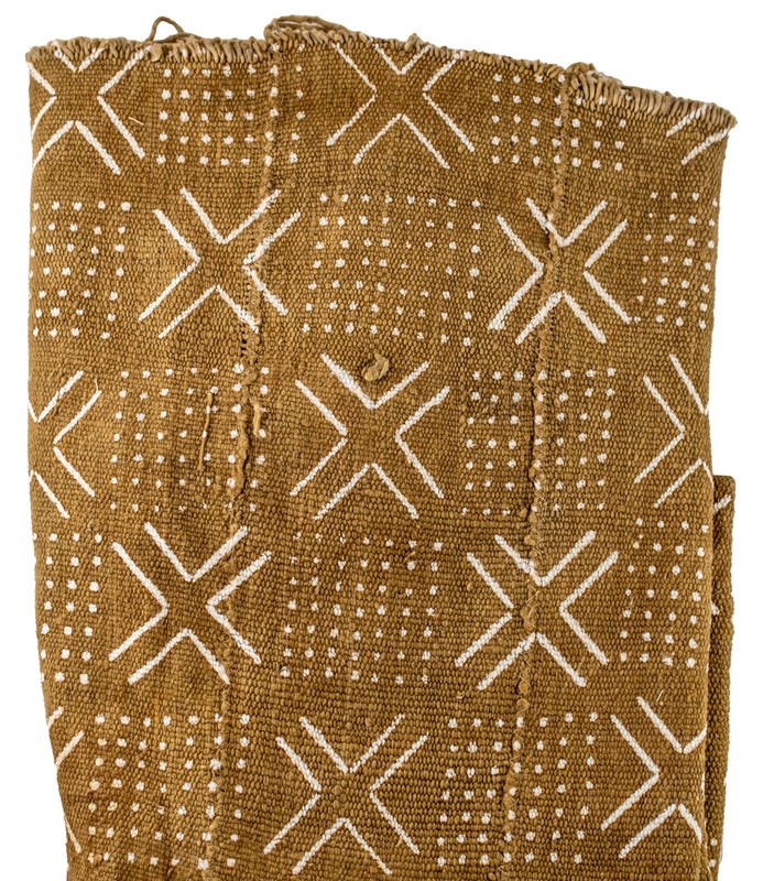 Caramel Brown Bogolan Mali Mud Cloth Dotted Cross Design African Cotton Handmade gallery