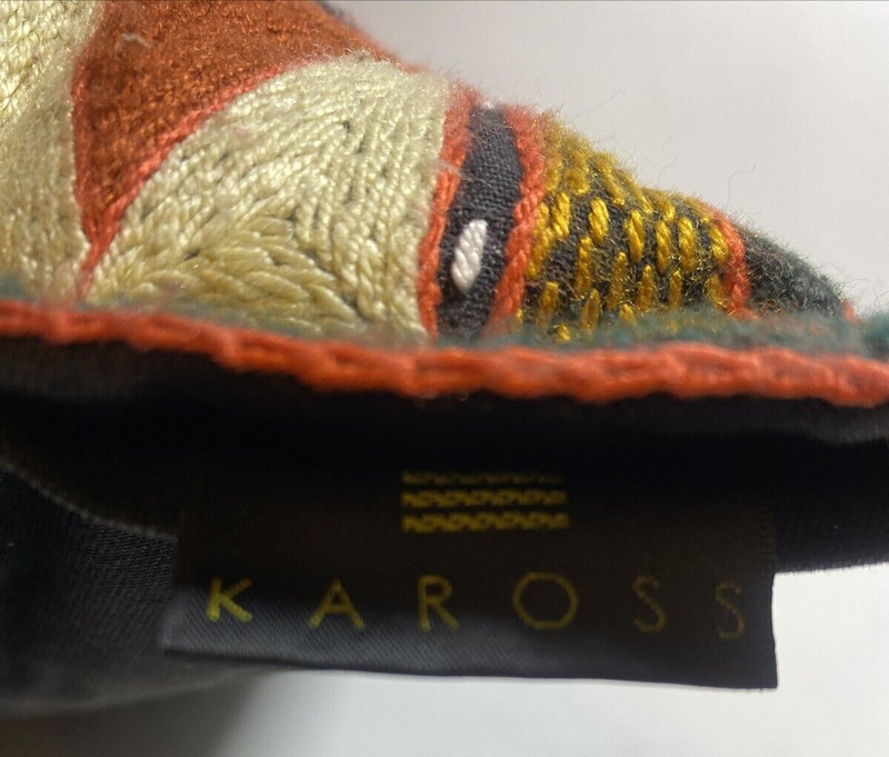 Kaross Embroidered Pillow Croc /Alligator Tapestry S Africa Signed gallery