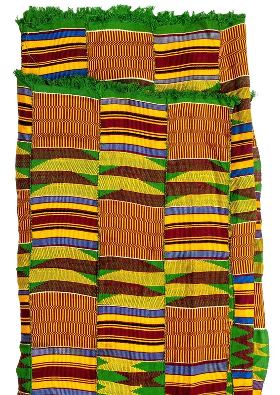 African Ashanti Kente Cloth #14896 Ghana Multicolor Cotton Handmade gallery