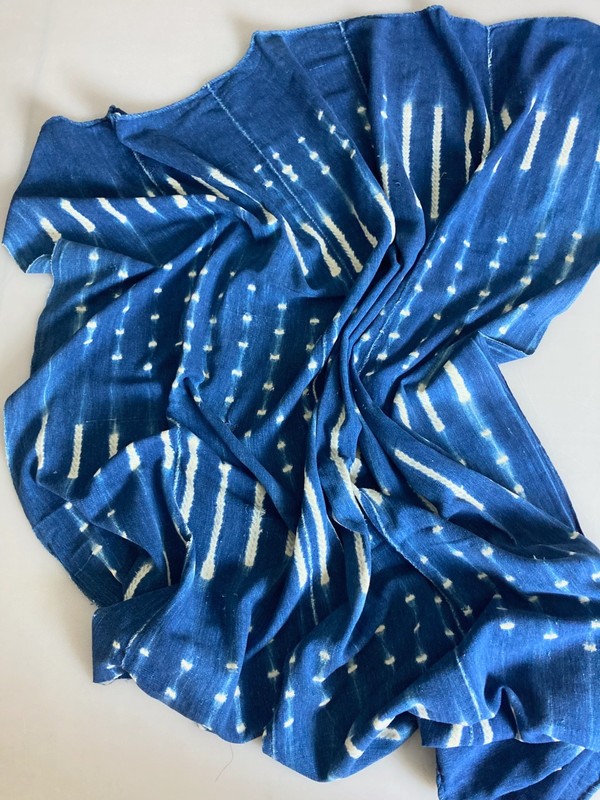 Vintage African Mudcloth Indigo Textile Boho Shibori Throw / Wrap Handwoven