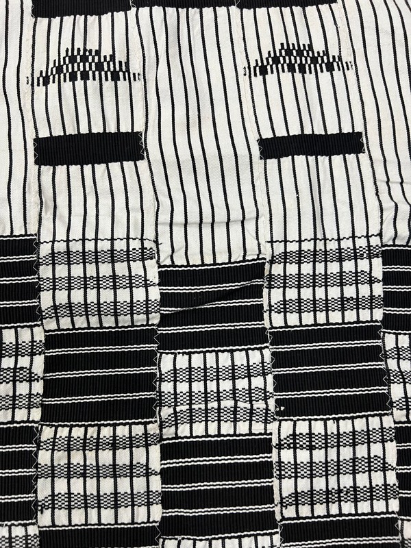 Vintage large African kente Ewe hand woven cloth 120' X 80" African Art Deco gallery