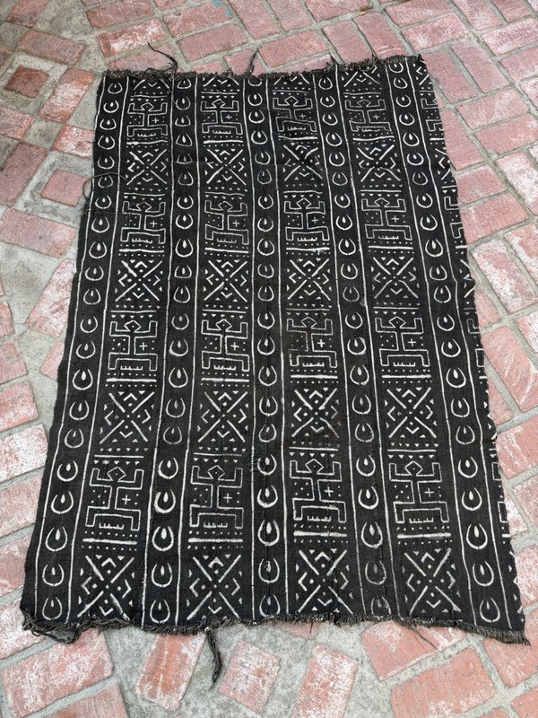 Vintage African Mudcloth Black 61”L x 40”W Textile | No. 90 gallery