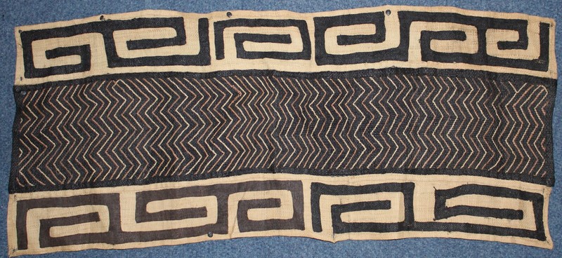 40 Inch Long Black Kuba Bakuba Fabric for Hom Decor/ Bakuba