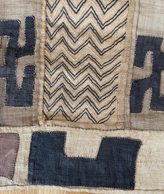 Vintage African Kuba Cloth" Handwoven Raffia Long Panel Congo Textile gallery