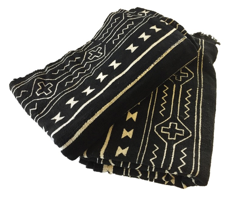 African Mali Black and White Mud Cloth Textile / PAIR 64" by 45.5" Pair gallery