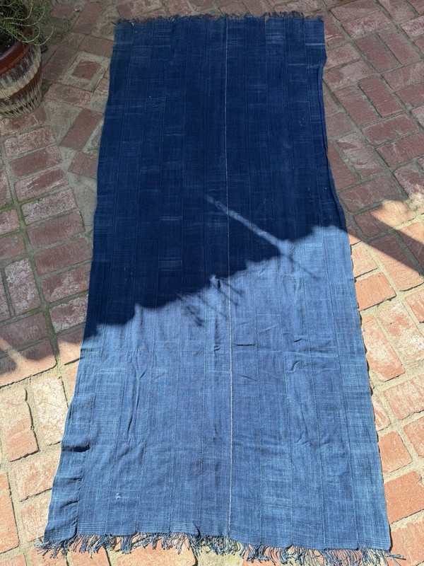 Vintage African Indigo Denim Mossi Mudcloth 83” L x 38” W Textile | No. 154 gallery
