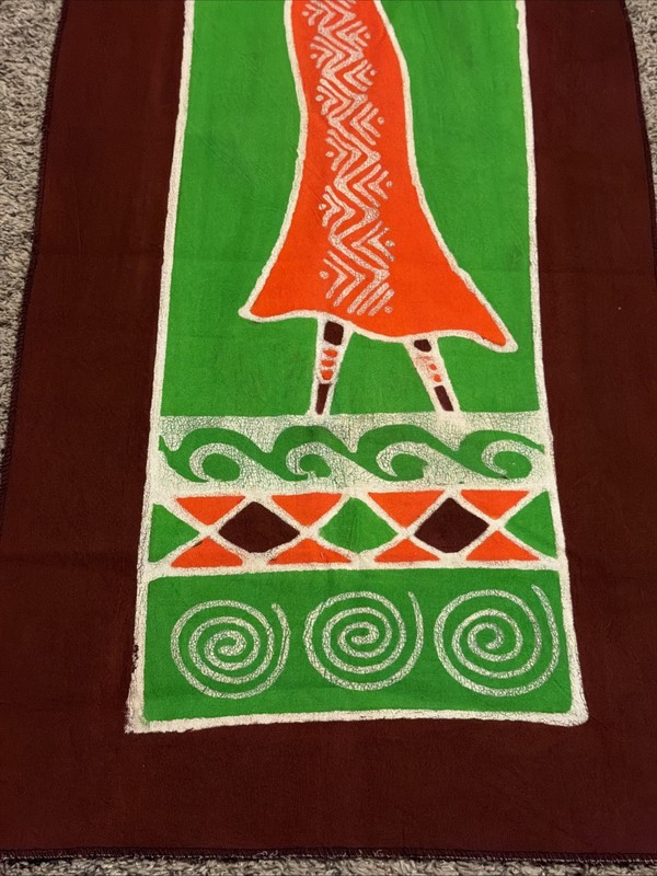 AFRICAN TRIBAL WALL HANGING TAPESTRY 19x60 Orange Green Woman gallery