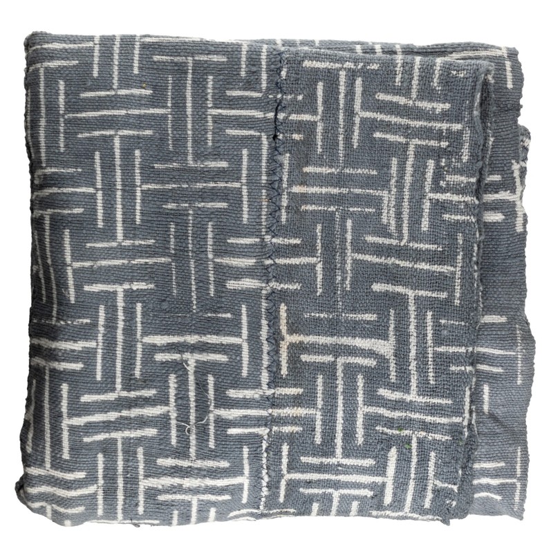 Grey Bogolan Mali Mud Cloth Maze Design African Cotton Handmade
