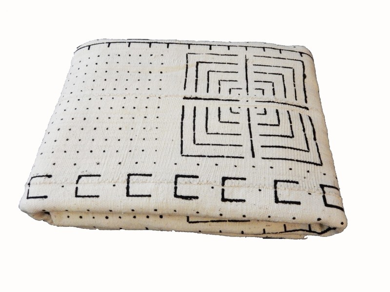 African Large Black & White Mud Cloth Textile Mali 84″ by 60″ # 13