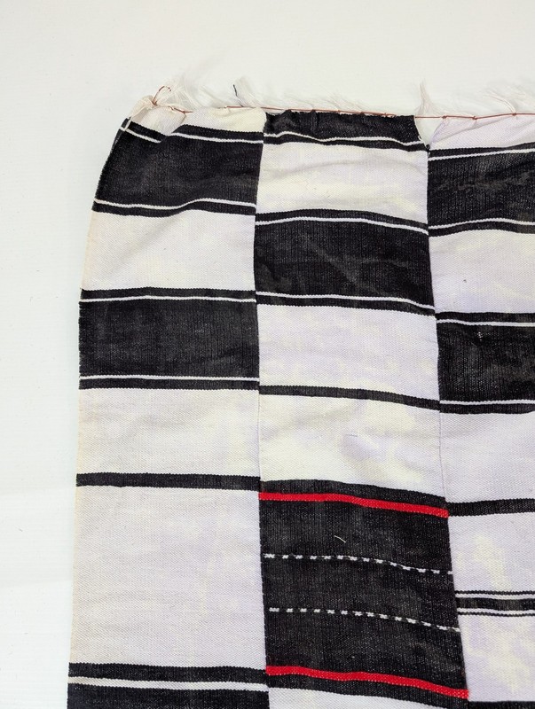 Vintage African Handwoven Burkina Faso Checkerboard Textile 86x59in gallery
