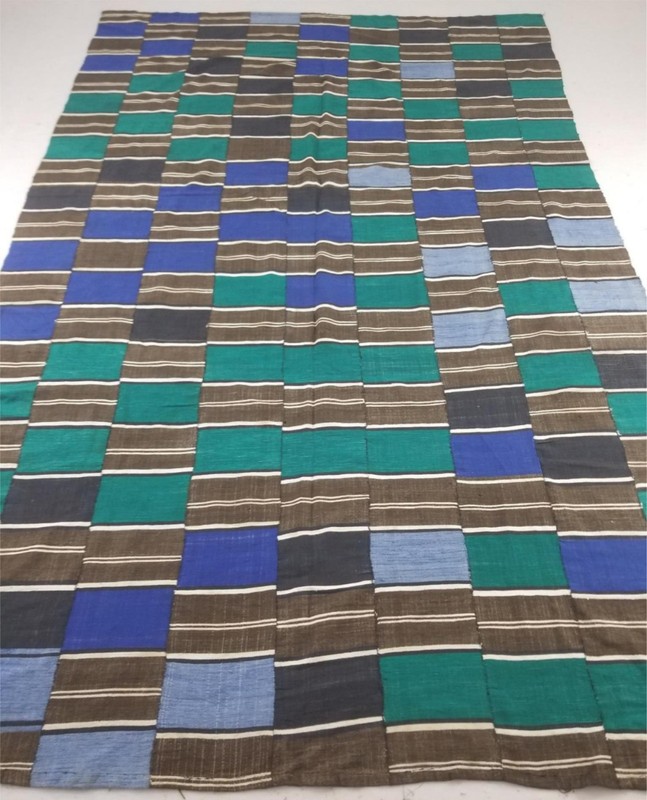 Vintage Ghana Kente Cloth Handwoven Patchwork Textile Throw 113x72in