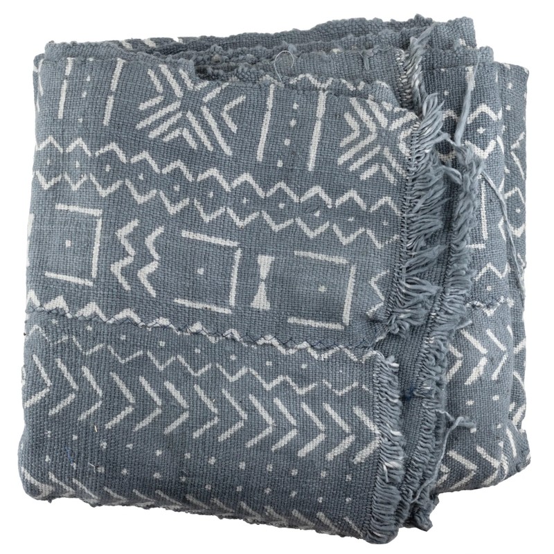 Grey Bogolan Mali Mud Cloth Geometric Design African Cotton Handmade