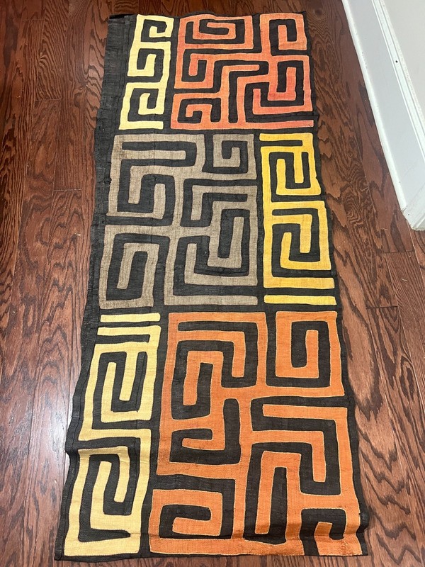 genuine 11 feet African (Congo) Kuba Raffia cloth fabric, natural woven handmade gallery