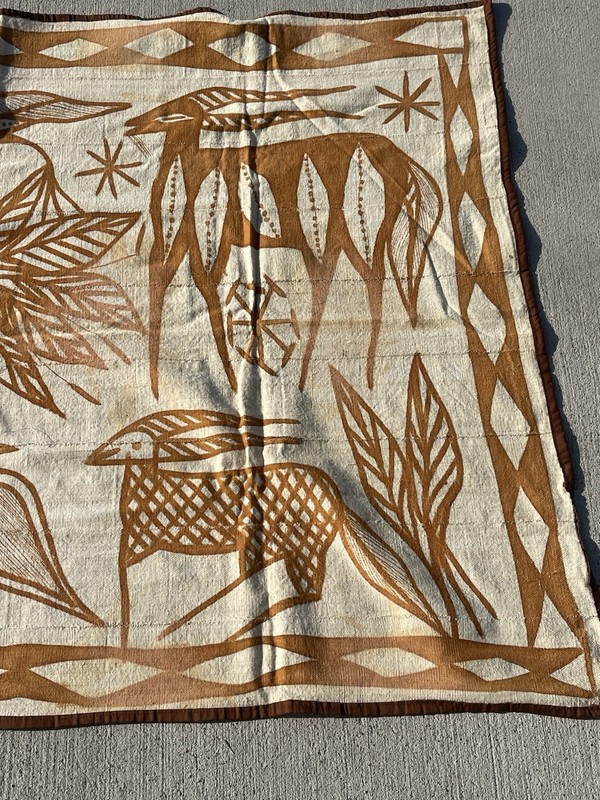 Korhogo Cloth from Cote d’lvorie Ivory Coast Vintage 50s 60s handmade large 64” gallery