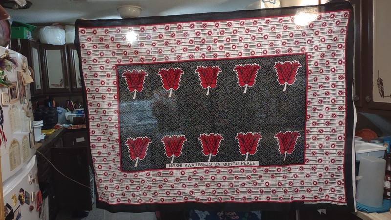 African Fabric Table Cloth Scarf Khanga Nzito Mali Ya Sunflag 56″ X 44″