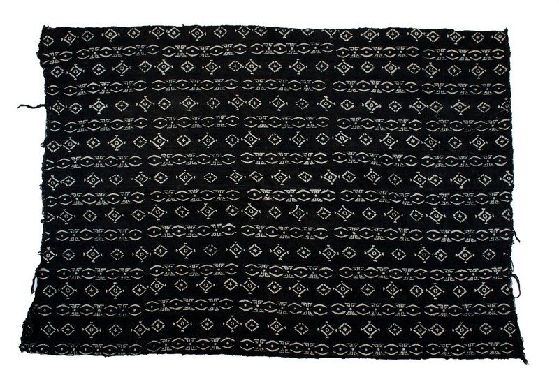 Ebony Black Bogolan Mali Mud Cloth Koutiala Design African Black and White