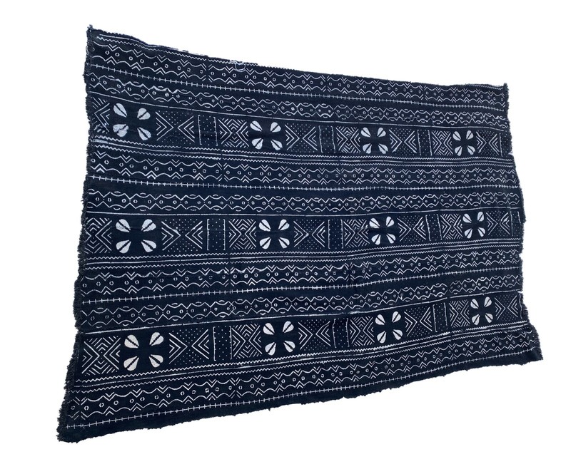 African Bogolan Black and White Mud Cloth Textile Mali 41 " by 60" gallery