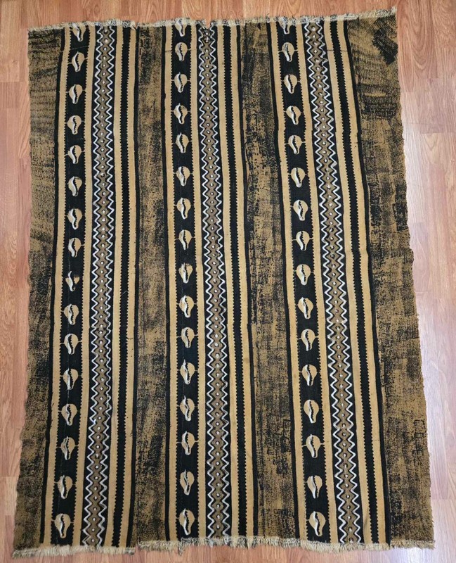 African Mud Cloth Bogolan Fabric – Mustard / Brown 46×62″