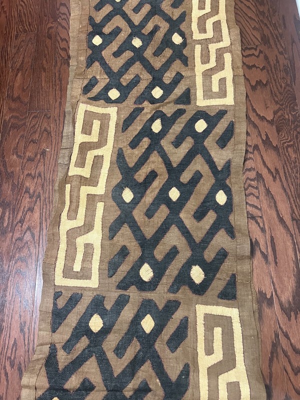 genuine 10 feet African (Congo) Kuba Raffia cloth fabric, natural woven handmade gallery