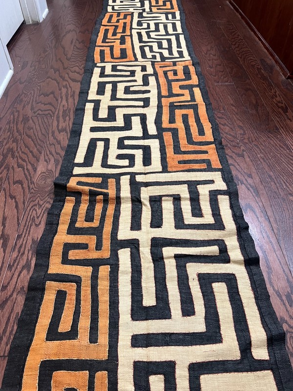 genuine 10 feet African (Congo) Kuba Raffia cloth fabric, natural woven handmade gallery