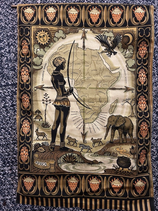 Africa Fabric Wall Hanging Pan Prints Animals Female Native Figure (boobies!)