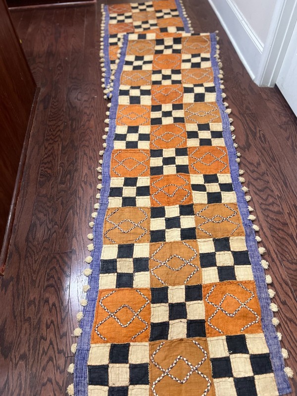genuine 13 feet African Congo Kuba Raffia cloth fabric natural woven handmade