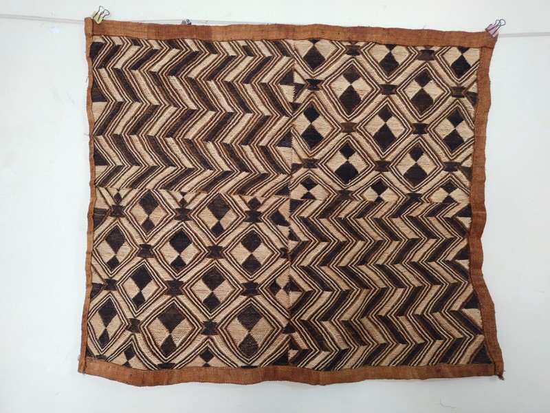 Vintage Kuba Cloth Raffia Textile Traditional woven African Tribal Congo item999
