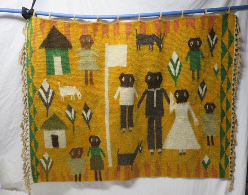 African Tapestry Thabana Li Mele, Lesotho – Wall Hanging – Happy Family Mohair