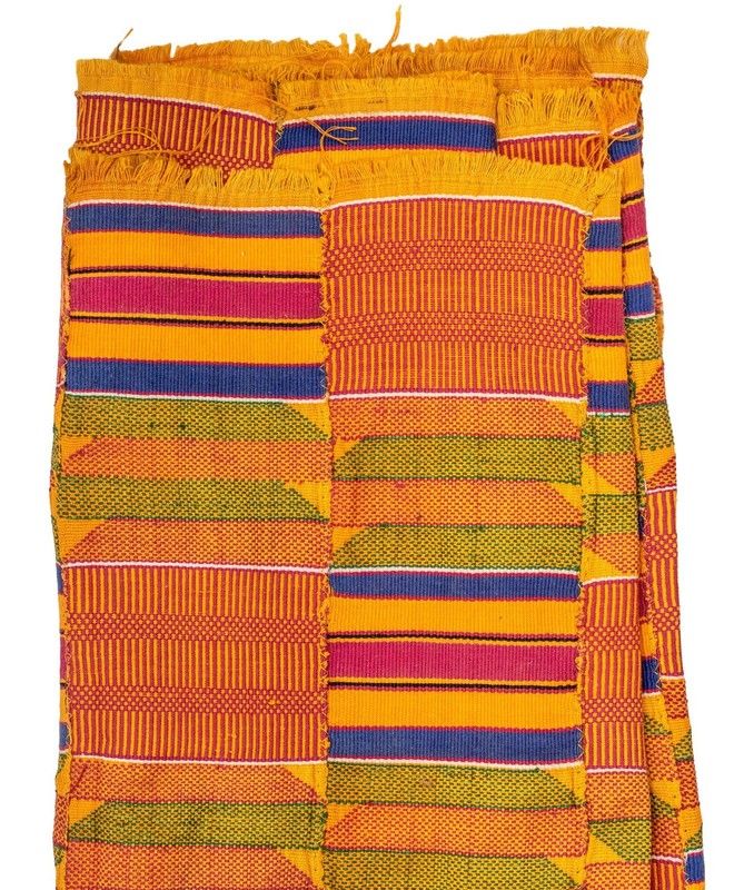 African Ashanti Kente Cloth #14877 Ghana Multicolor Cotton Handmade gallery