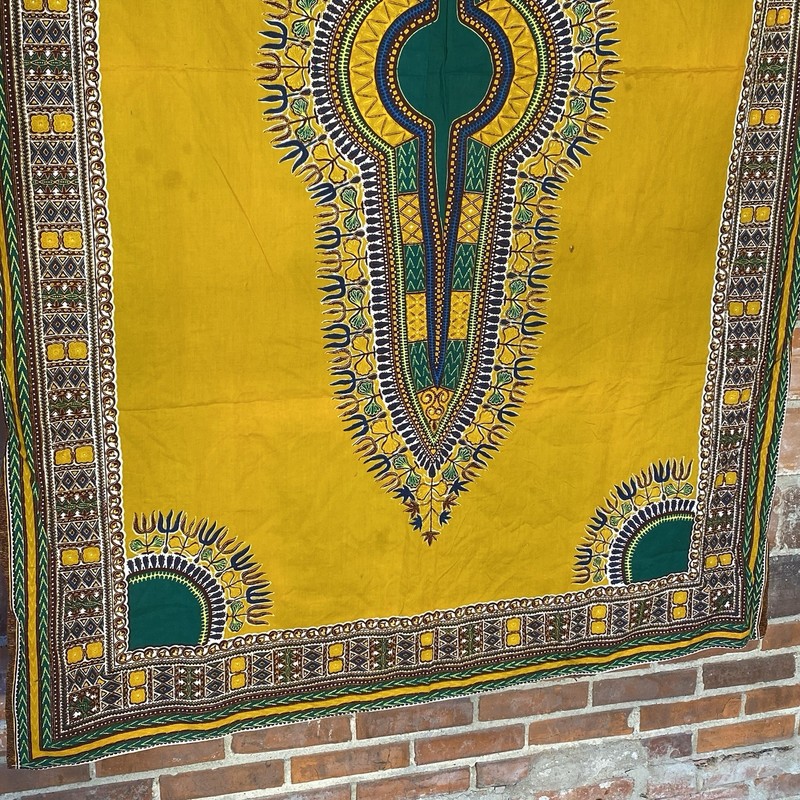 African Dashiki Ankara Print Fabric 45” x 67” Gold/Green gallery