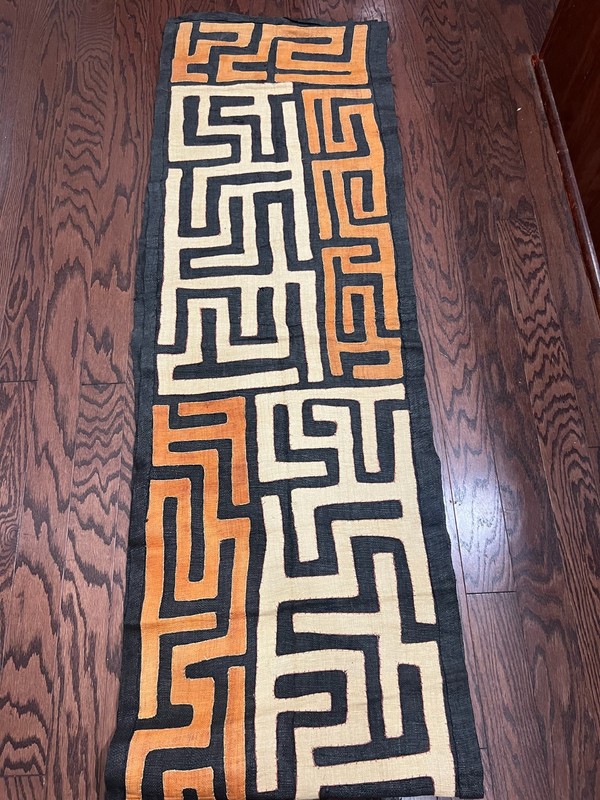 genuine 10 feet African (Congo) Kuba Raffia cloth fabric, natural woven handmade gallery