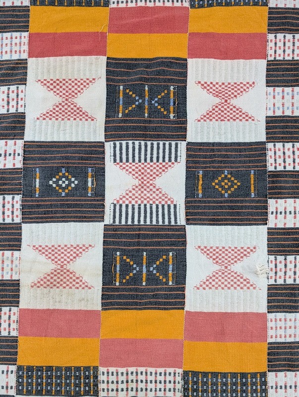 Vintage African Handwoven Patchwork Ghanaian Multicolor Kente Cloth 94x61in gallery