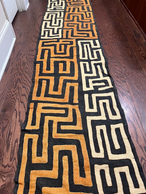 genuine 10 feet African (Congo) Kuba Raffia cloth fabric, natural woven handmade gallery