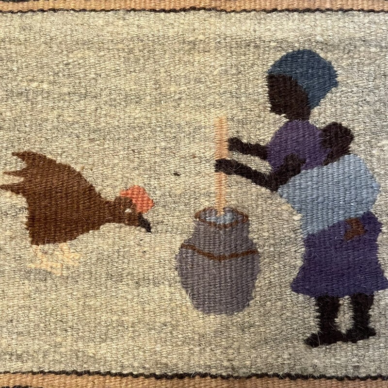 VINTAGE AFRICAN TAPESTRY Hand Woven SETSOTO Lesotho WALL ART Hanging gallery