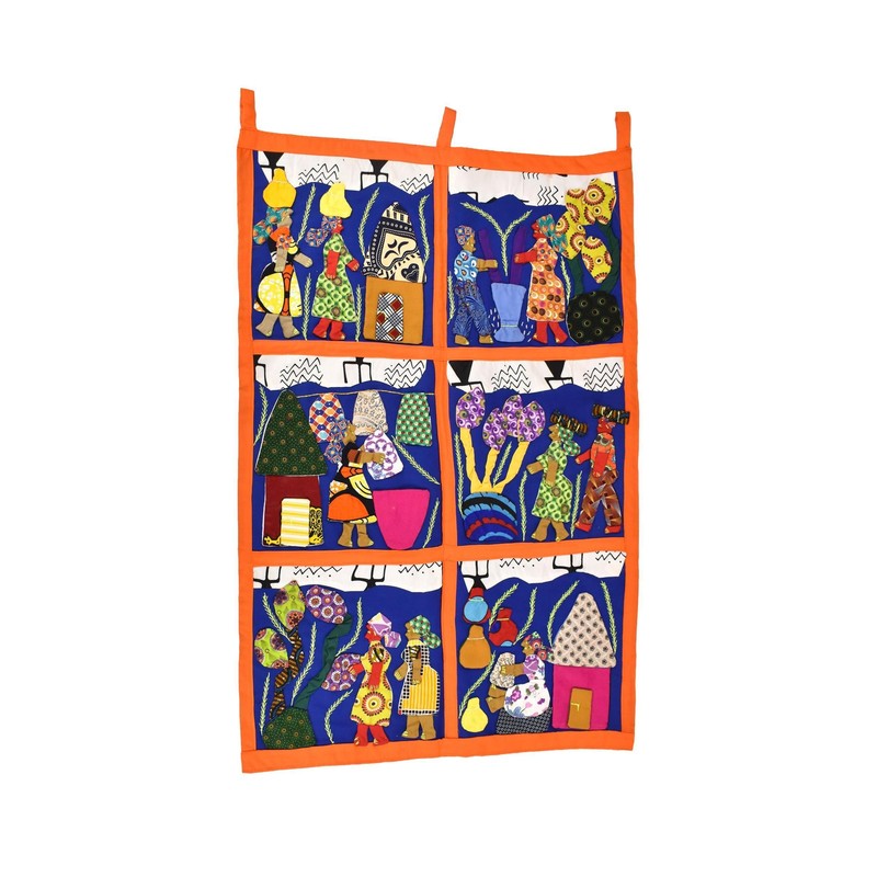 Weya 6 Panel Story Quilt Life in Africa Zimbabwe