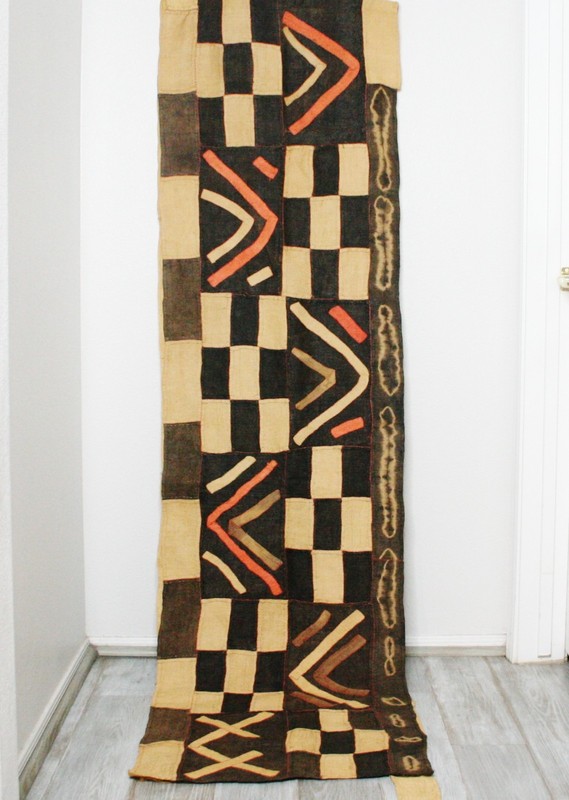 Kuba Cloth African Tapestry Raffia Congo Rare Textile VTG Long 14+ Feet gallery