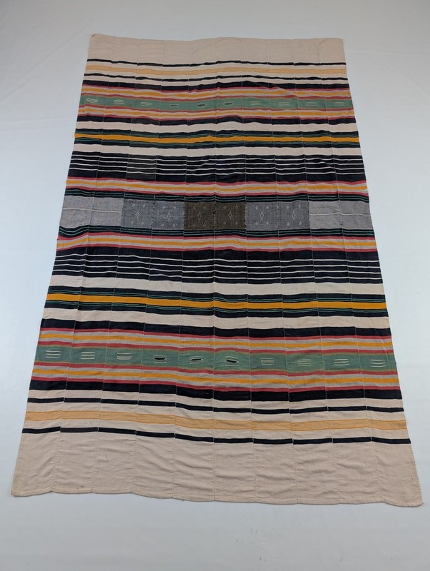 Vintage African Handwoven Patchwork Ghanaian Multicolor Kente Cloth 89x55in