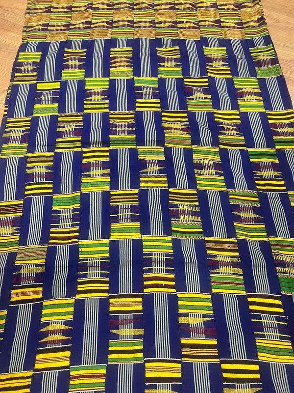 Vintage large African kente Ashanti hand woven cloth 120' X 80"African Art Deco gallery