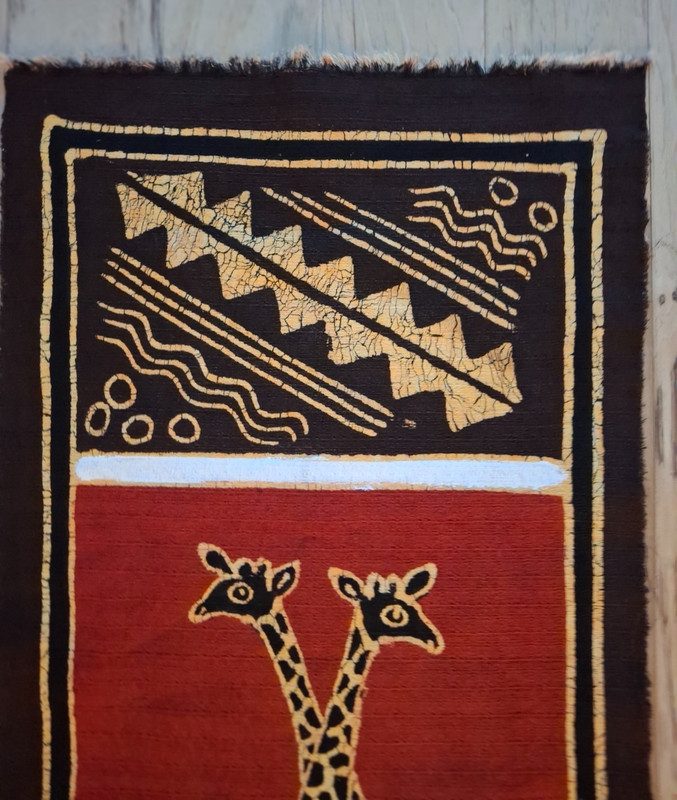 Large African Hand-Painted Zimbabwe Panel Featuring Giraffes 19.5"x 57" gallery