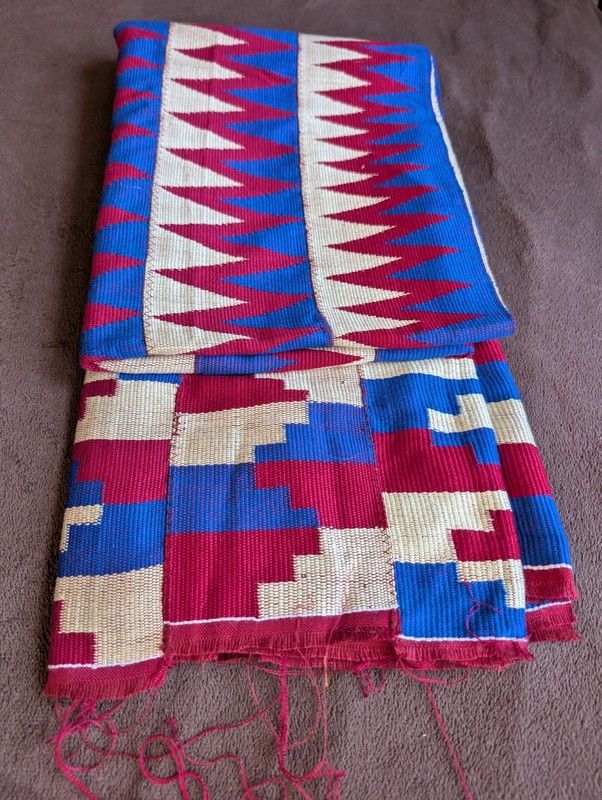 Vintage African Hand Woven Ashanti Kente Clothe Ghana Textile 32"X66" Rare Color gallery