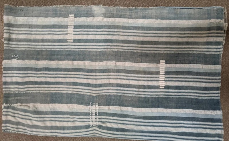 AFRICAN ORIGINAL INDIGO COTTON TEXTILE STRIPWOVEN DOGON FABRIC SKIRT CLOTHING gallery