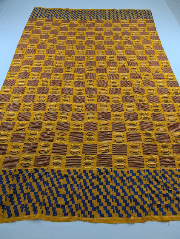 Vintage African Handwoven Patchwork Ghanaian Multicolor Kente Cloth 126x78in