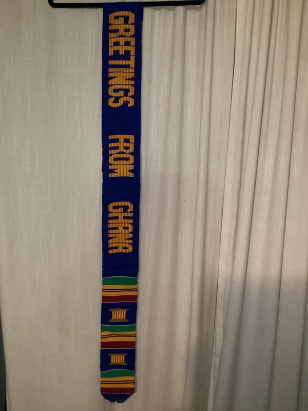 African Kente Cloth Stole Hand Woven Ashanti Tribe Ghana. 68” long x 4 1/2” wide