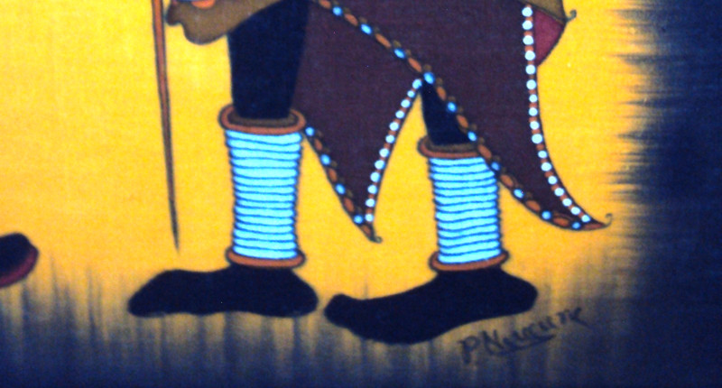 SIGNED ORIGINAL 32" VINTAGE MAASAI BATIK ART African Textile LARGE RICH COLOR!! gallery