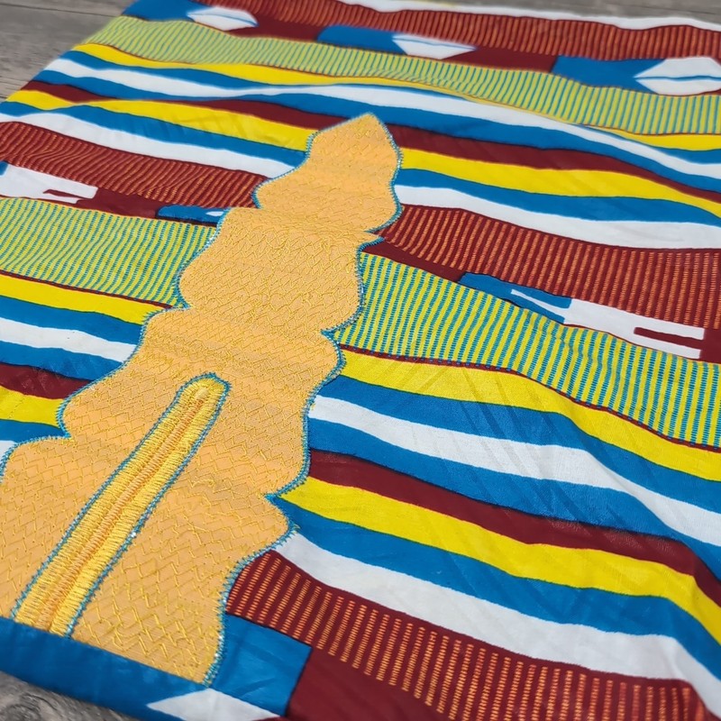 Vintage West African Textile Pillowcase Cover Multicolor 16x16" Handmade gallery