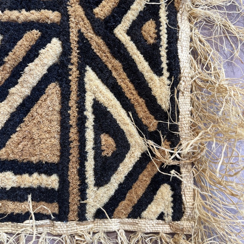 Vtg Kuba Cloth Raffia hand woven 31 X 27 Traditional African Tribal Zaire 1973 gallery