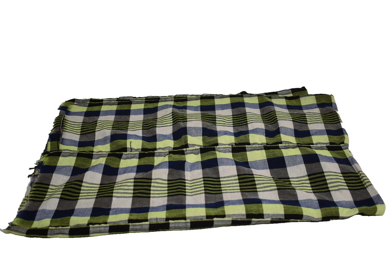 Gambia Hand Woven Traditional Kumandino Cloth 61″X 38″ Blue/Light Green/White