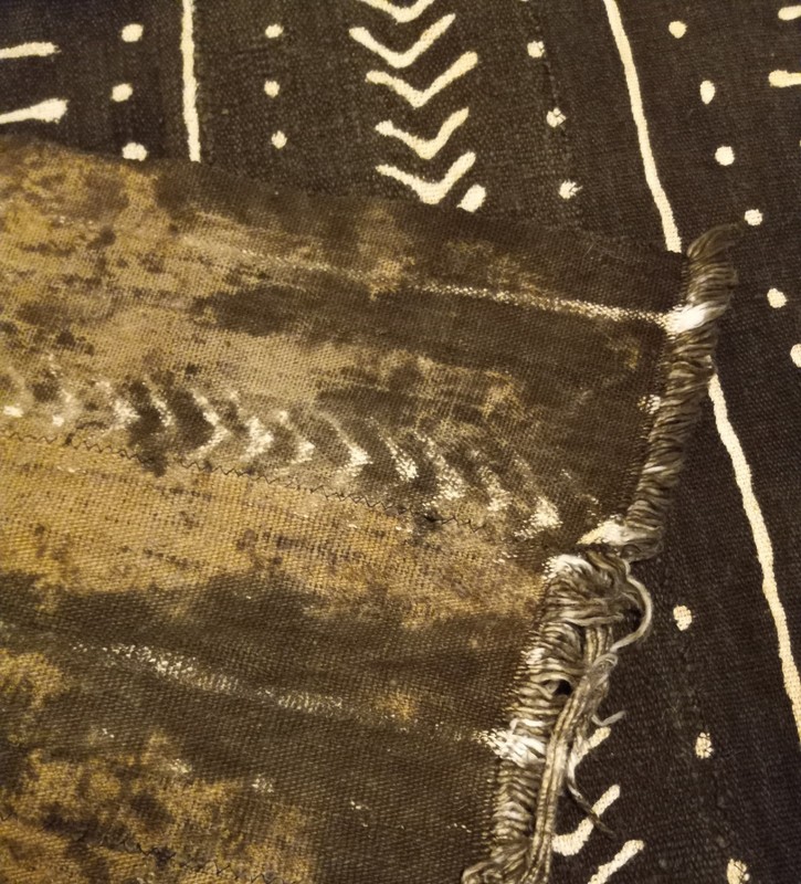 Vintage Bogolanfini Brown African Mud Cloth Cotton Mali Fabric 32" x 45" gallery