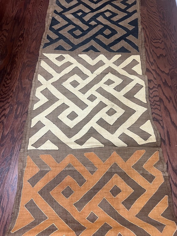 genuine 11 feet African (Congo) Kuba Raffia cloth fabric, natural woven handmade gallery